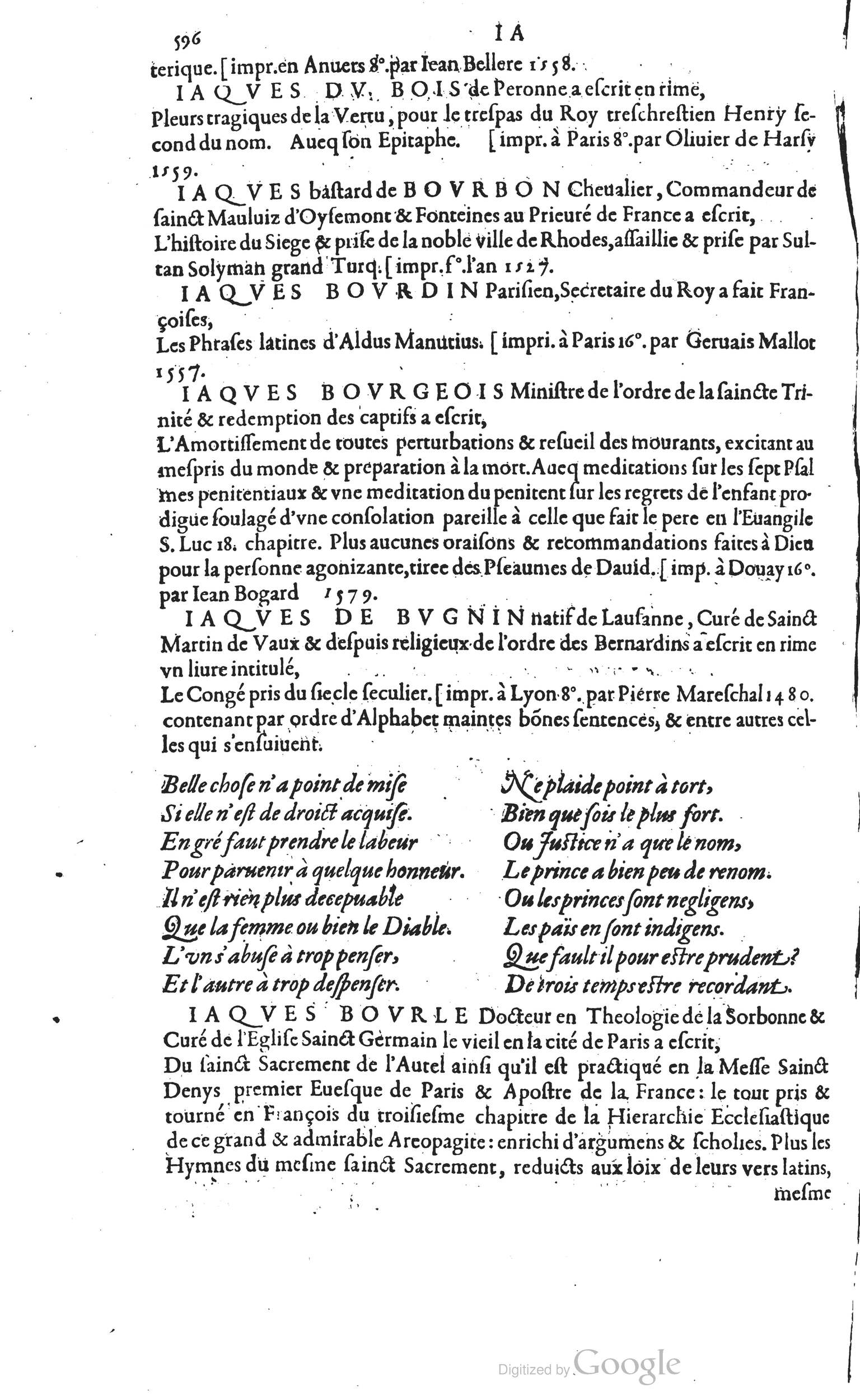 1585 - Barthélemy Honorat - Bibliothèques françaises - BSB Munich