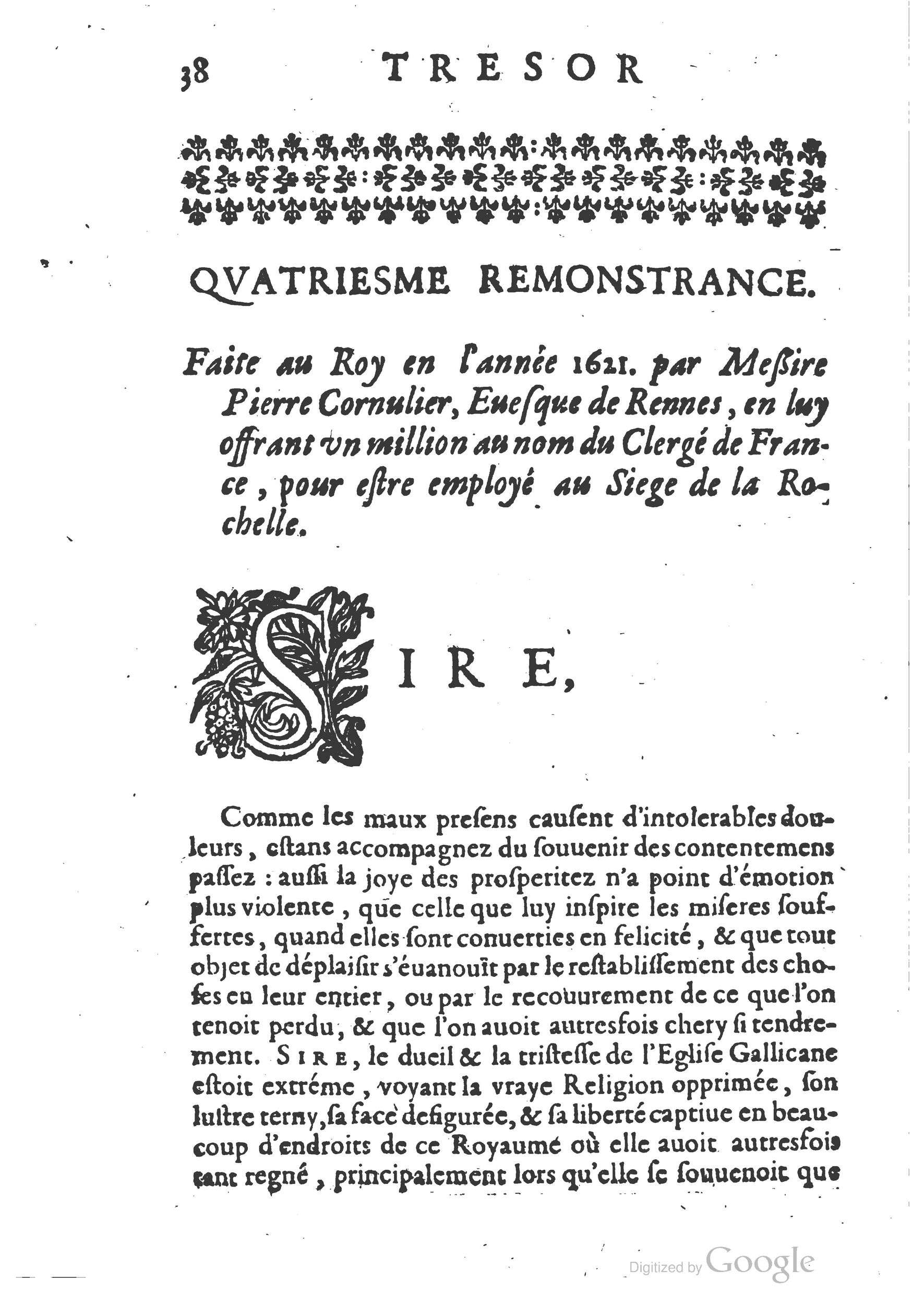 1654 - Michel Bobin - Trésor des harangues, remontrances et oraisons funèbres - BM Lyon