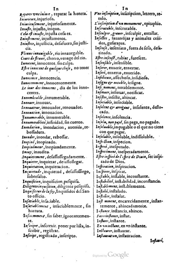 1621 - Adrian Tiffaine - Trésor des deux langues espagnole et française - BM Lyon