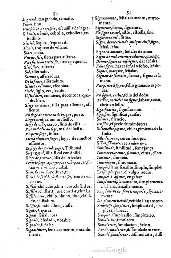 1621 - Adrian Tiffaine - Trésor des deux langues espagnole et française - BM Lyon