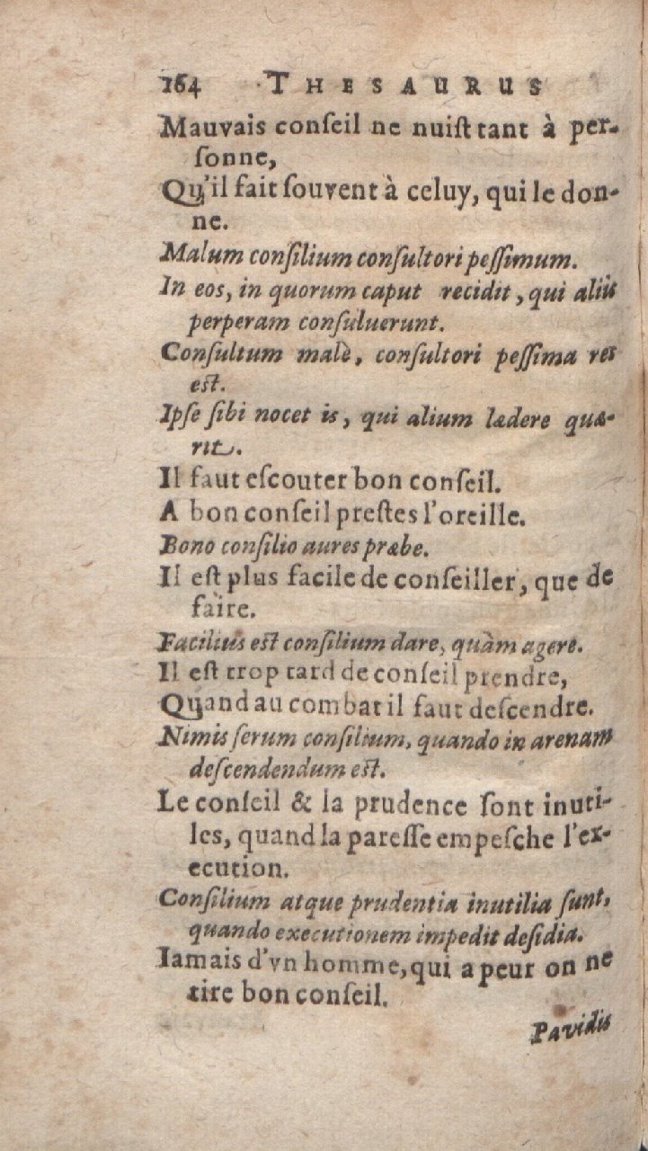 1612 - Dominicus Custos - Trésor des proverbes français  - Bibliopol-Olomuc