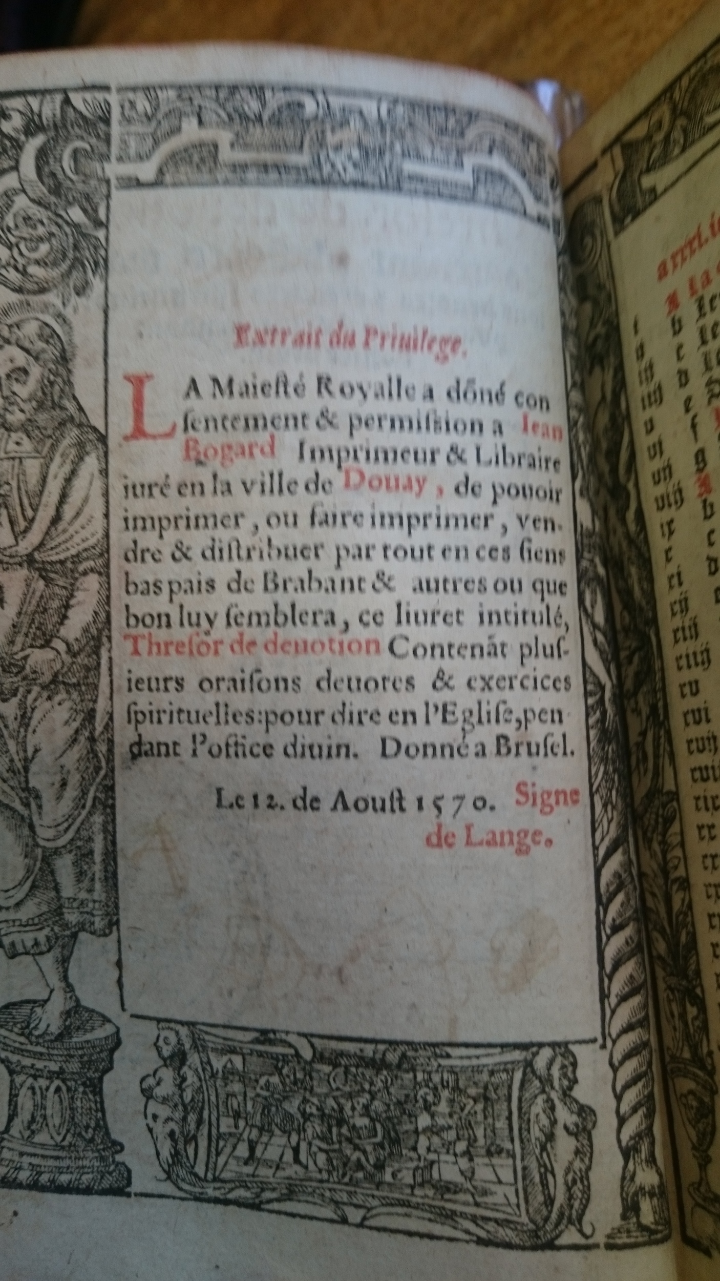 1574 - Jean Bogart - Trésor de dévotion contenant plusieurs oraisons dévotes et exercices spirituels - Douai Quincy