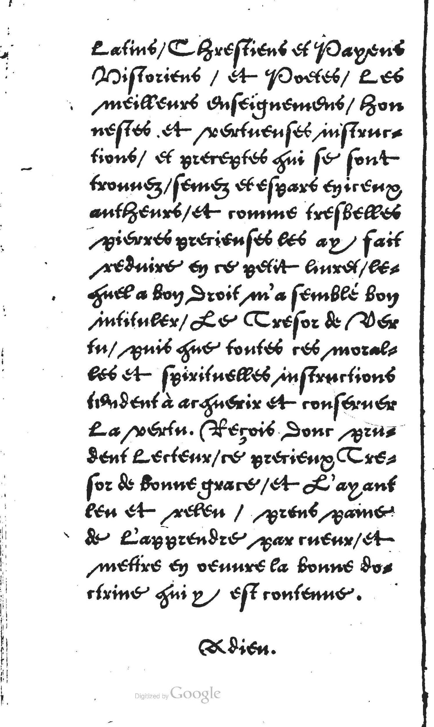 1560 - Jean Bellère - Trésor de vertu - Det Kongelige Bibliotek