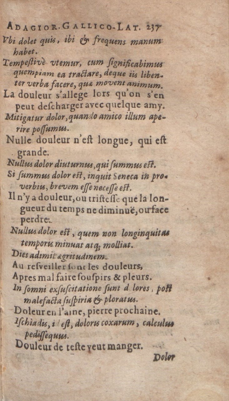 1612 - Dominicus Custos - Trésor des proverbes français  - Bibliopol-Olomuc