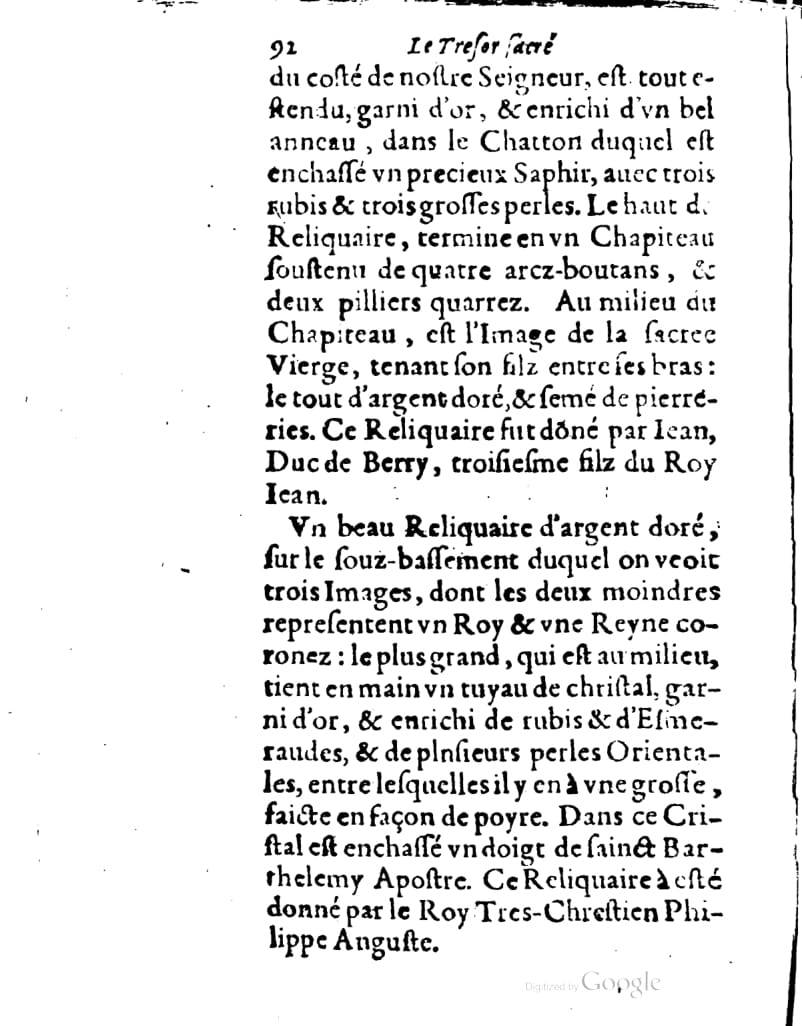 1636 - Jean Billaine - Trésor sacré ou inventaire des saintes reliques - British Library