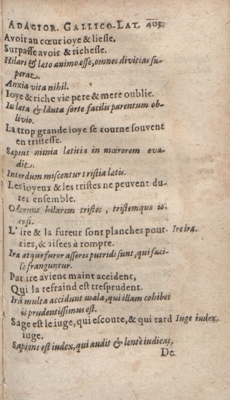 1612 - Dominicus Custos - Trésor des proverbes français  - Bibliopol-Olomuc