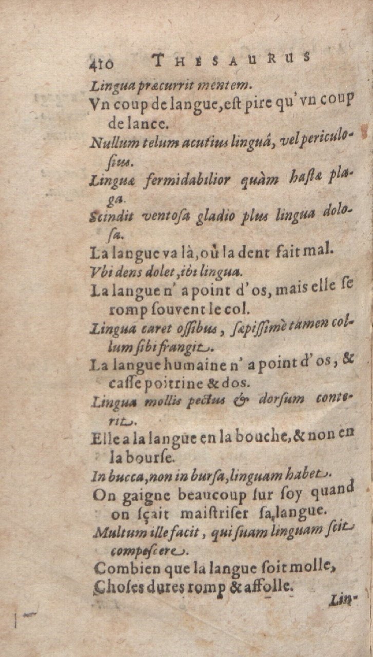 1612 - Dominicus Custos - Trésor des proverbes français  - Bibliopol-Olomuc