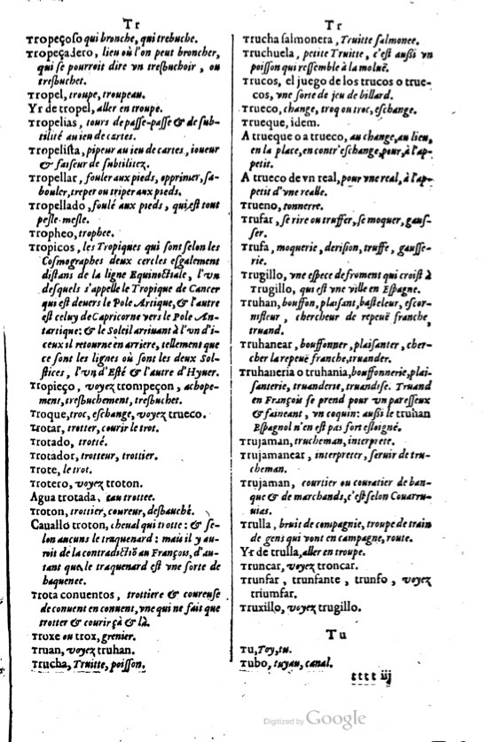 1621 - Adrian Tiffaine - Trésor des deux langues espagnole et française - BM Lyon
