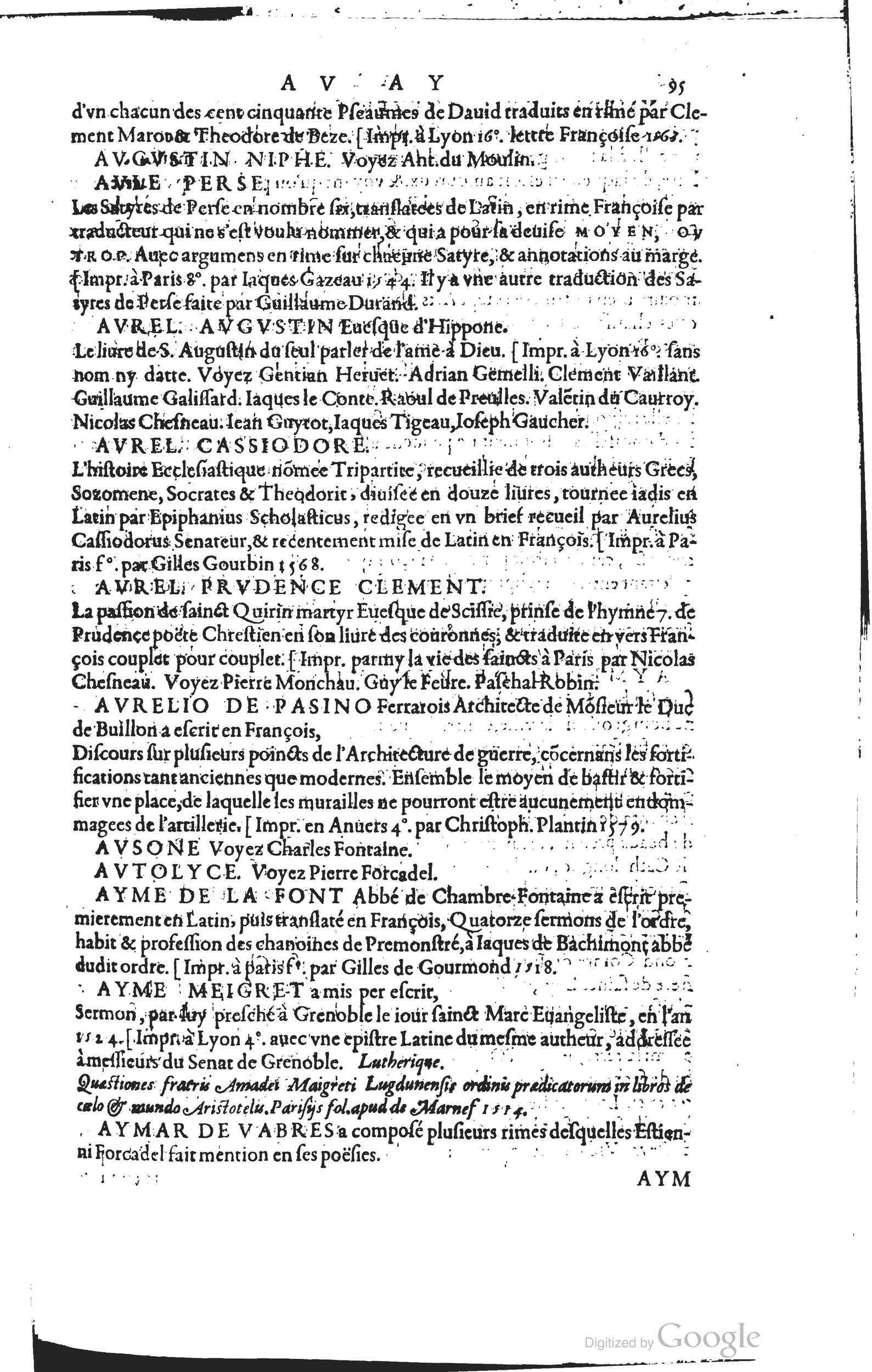 1585 - Barthélemy Honorat - Bibliothèques françaises - BSB Munich