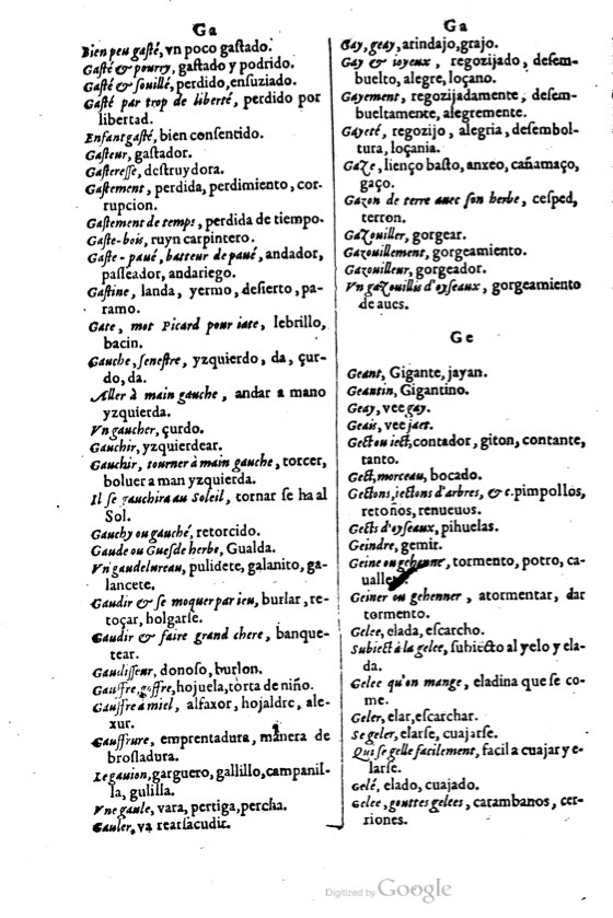 1621 - Adrian Tiffaine - Trésor des deux langues espagnole et française - BM Lyon