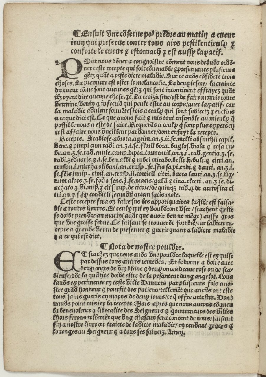 1531 - Martin Lempereur - Trésor du remède préservatif et guérison de la peste - BnF