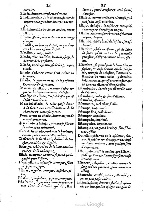 1621 - Adrian Tiffaine - Trésor des deux langues espagnole et française - BM Lyon