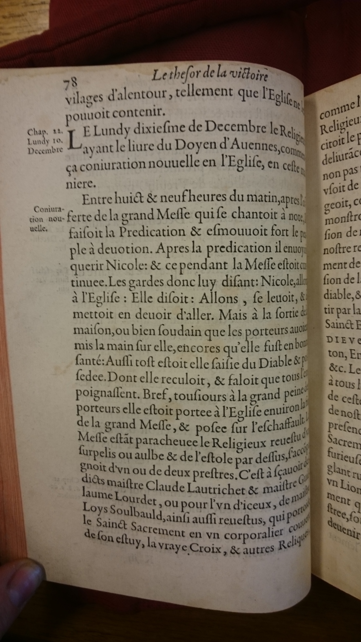 1578 - Nicolas Chesneau - Trésor et entière histoire de la triomphante victoire du corps de Dieu sur l’esprit malin - BM Lyon
