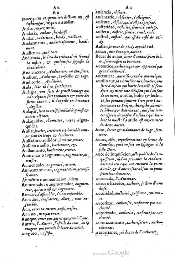 1621 - Adrian Tiffaine - Trésor des deux langues espagnole et française - BM Lyon