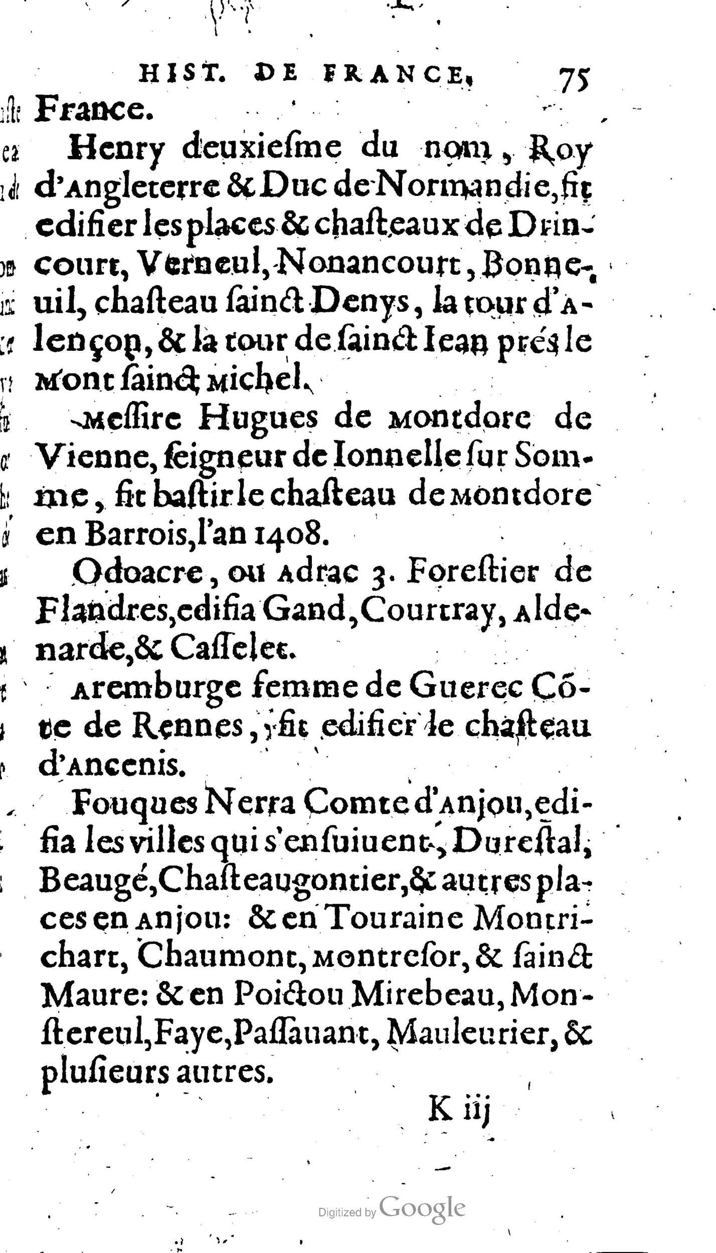 1604 - Galiot Corrozet - Trésor des histoires de France - BNC Florence