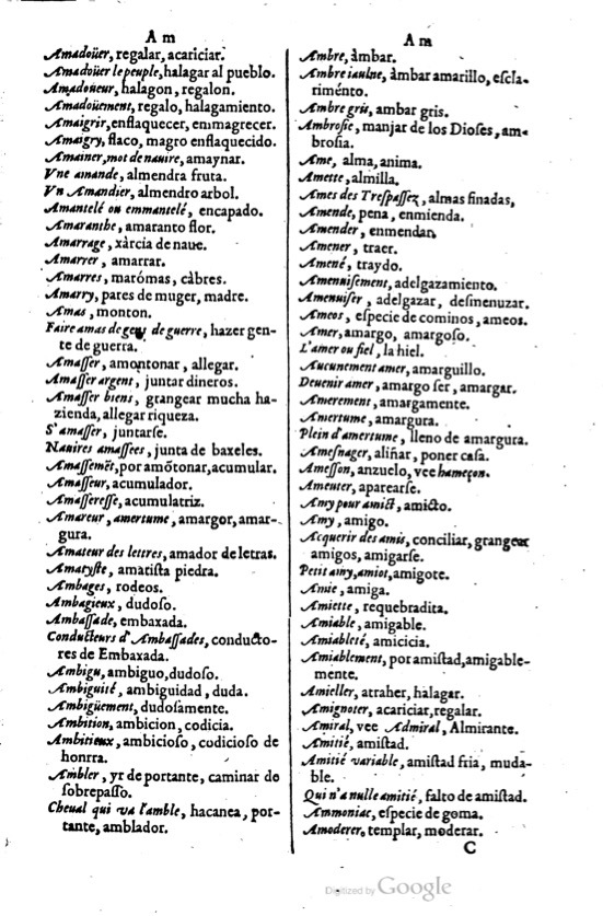 1621 - Adrian Tiffaine - Trésor des deux langues espagnole et française - BM Lyon