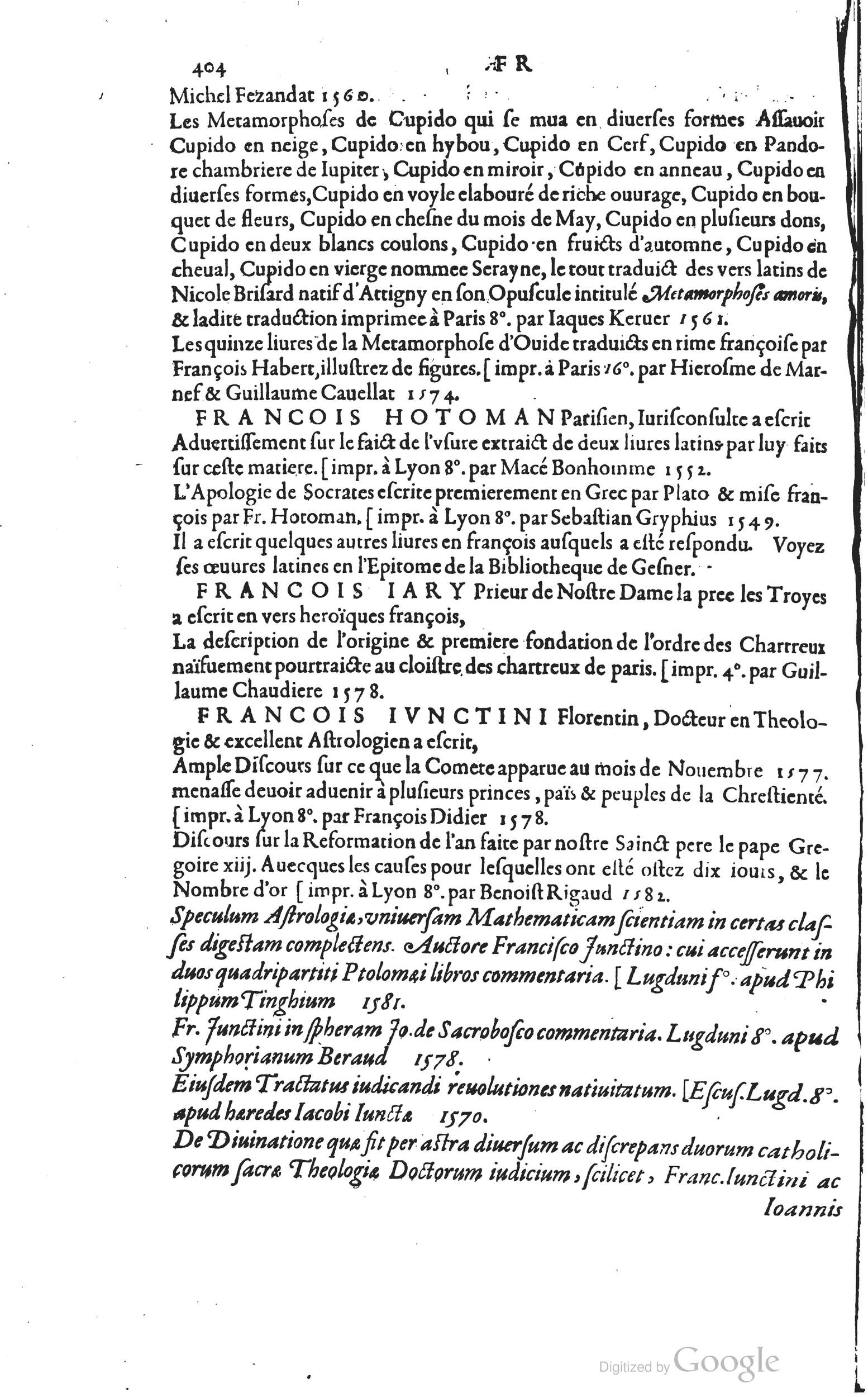 1585 - Barthélemy Honorat - Bibliothèques françaises - BSB Munich