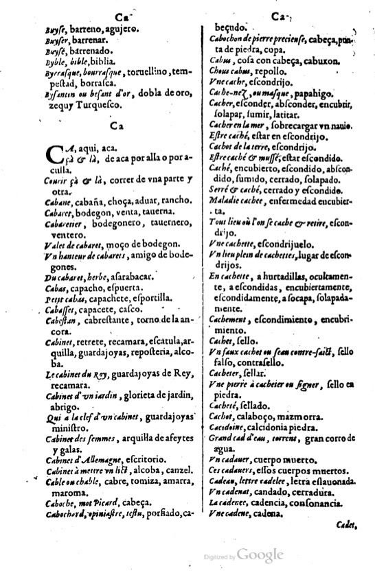 1621 - Adrian Tiffaine - Trésor des deux langues espagnole et française - BM Lyon
