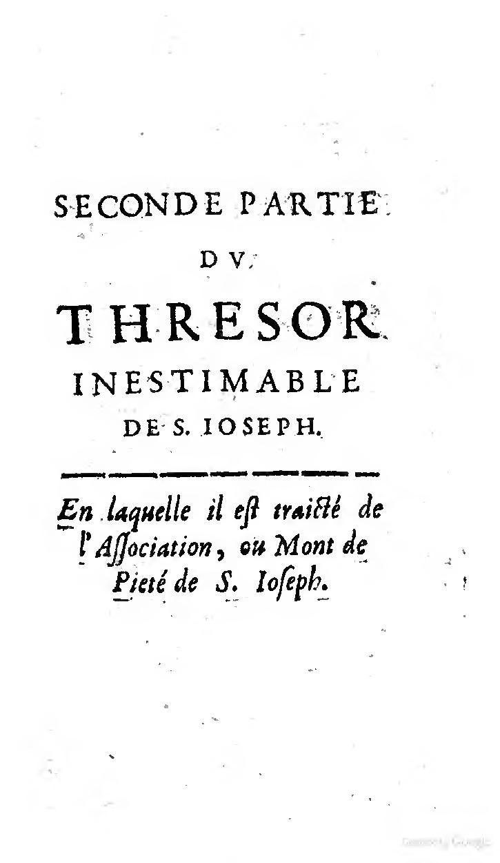 1646 - Jean Piot - Trésor inestimable de Saint-Joseph - BNC Rome