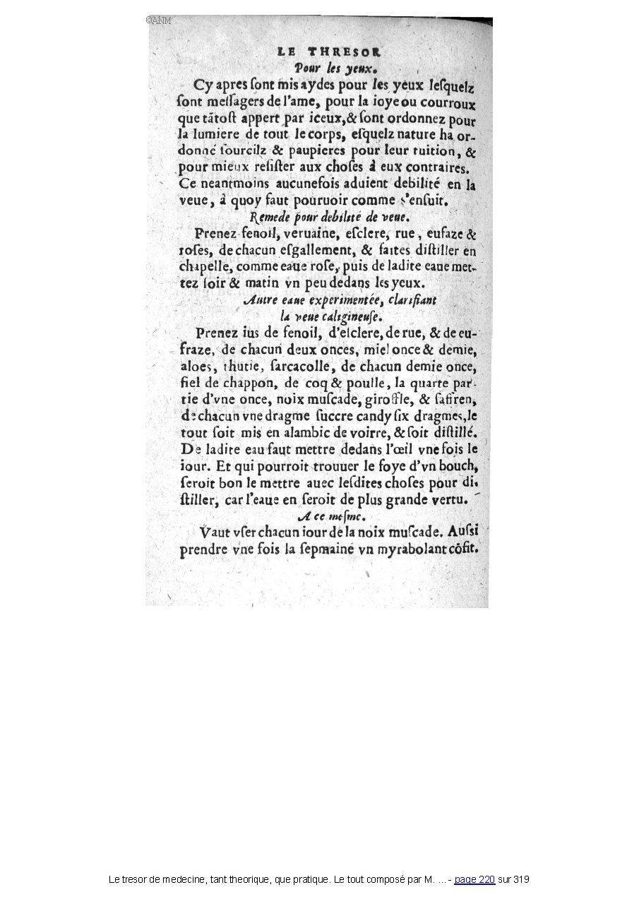 1560 - Pierre et Jan Moine - Trésor de médecine - Université Paris Cité