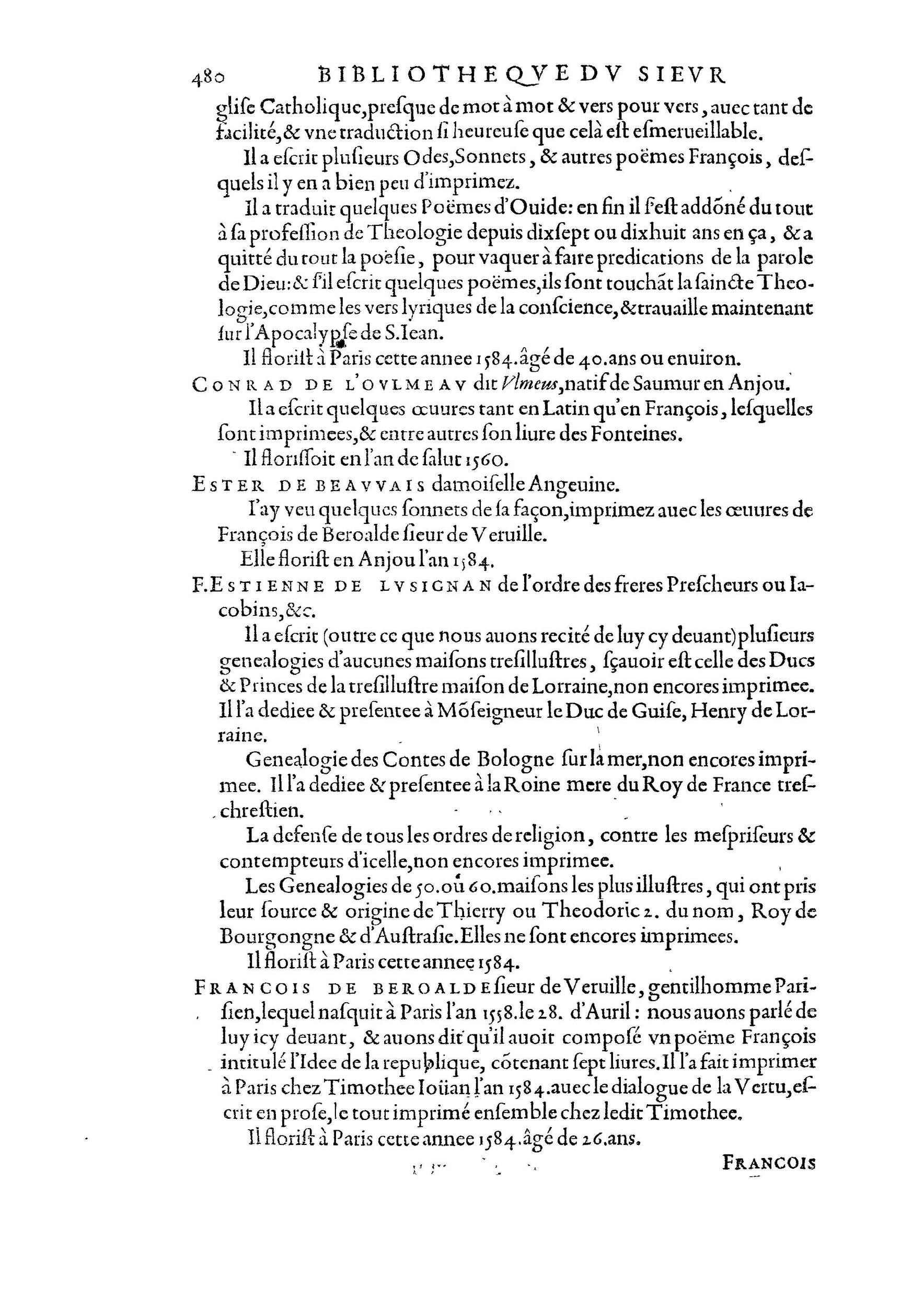 1584 - Abel L&#039;Angelier - Bibliothèques françaises - BnF