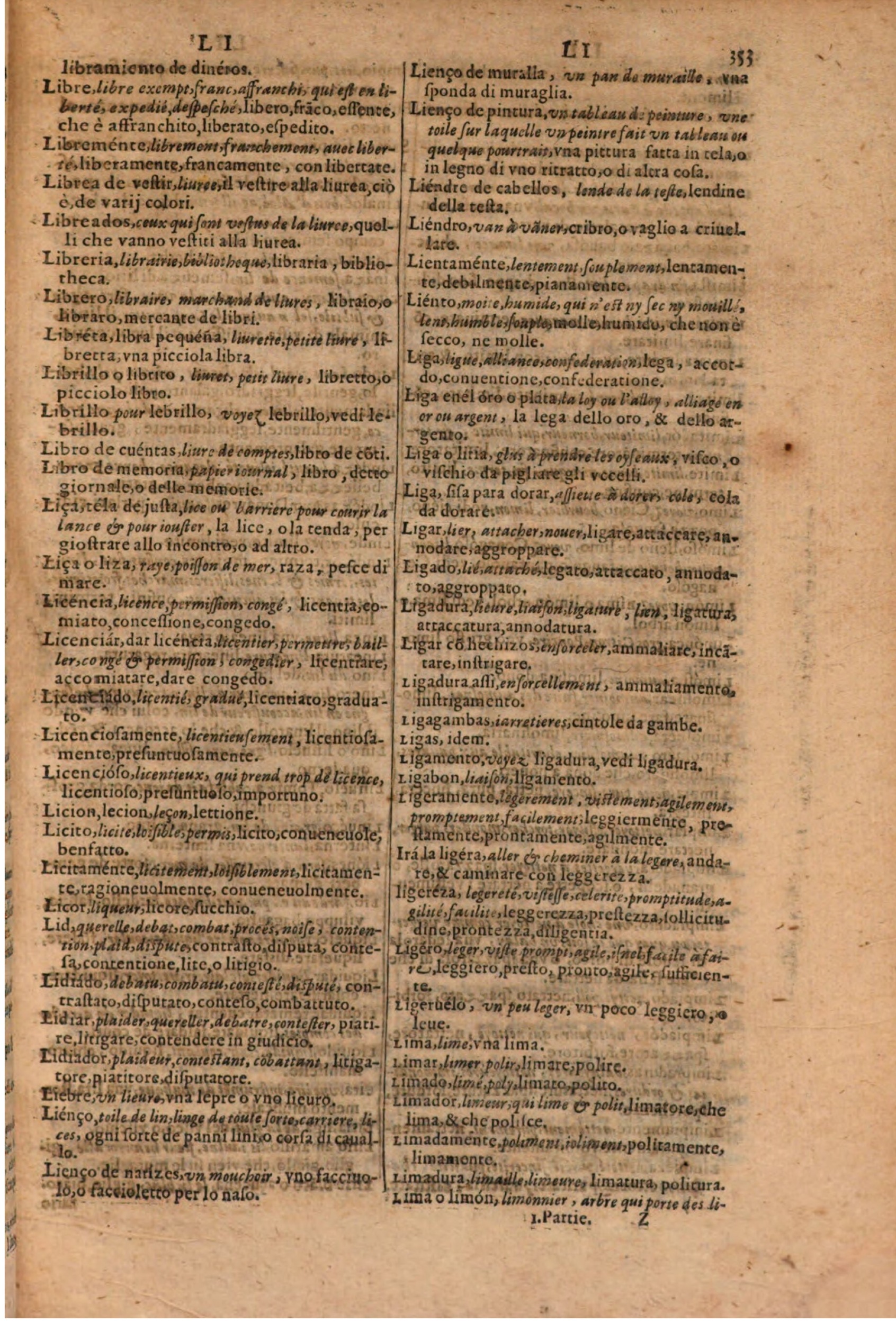 1606 - Samuel Crespin - Thresor des trois langues, francoise, italiene et espagnolle - BSB Munich