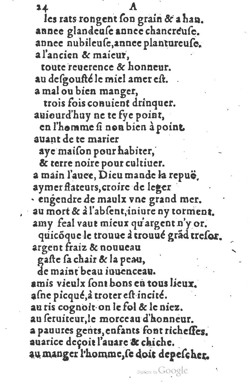 1581 - Nicolas Bonfons  - Trésor des sentences dorées - Princeton