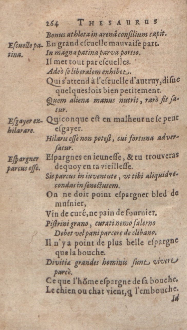 1612 - Dominicus Custos - Trésor des proverbes français  - Bibliopol-Olomuc