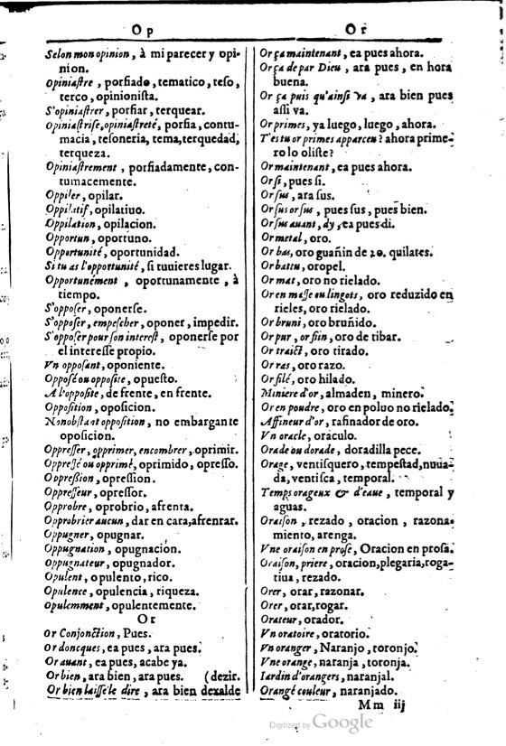 1616 - Veuve Marc Orry - Trésor des deux langues espagnole et française (Première et Seconde parties) - BM Lyon