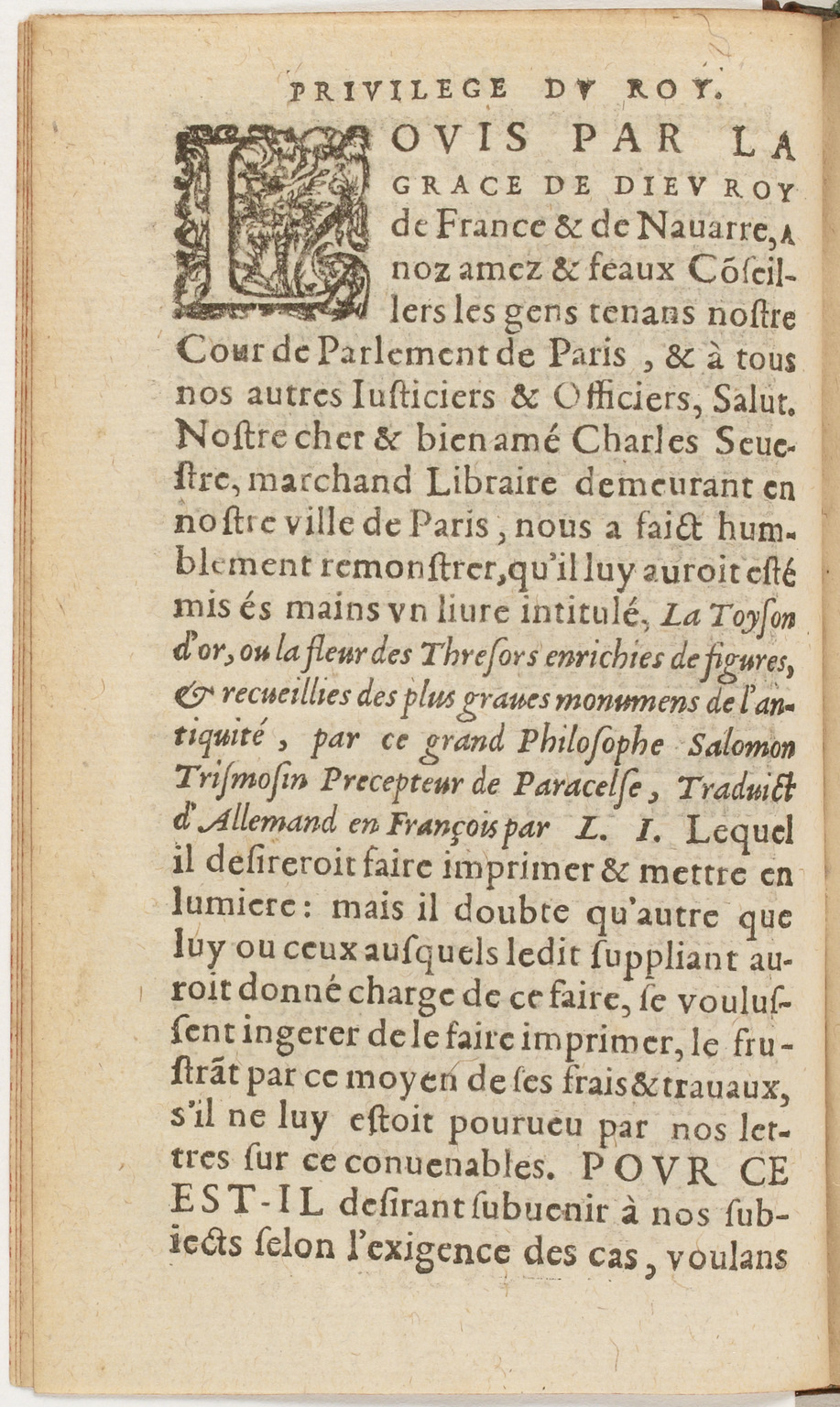 1612 - Charles Sevestre - Toison d’or ou la fleur des Trésors - BnF