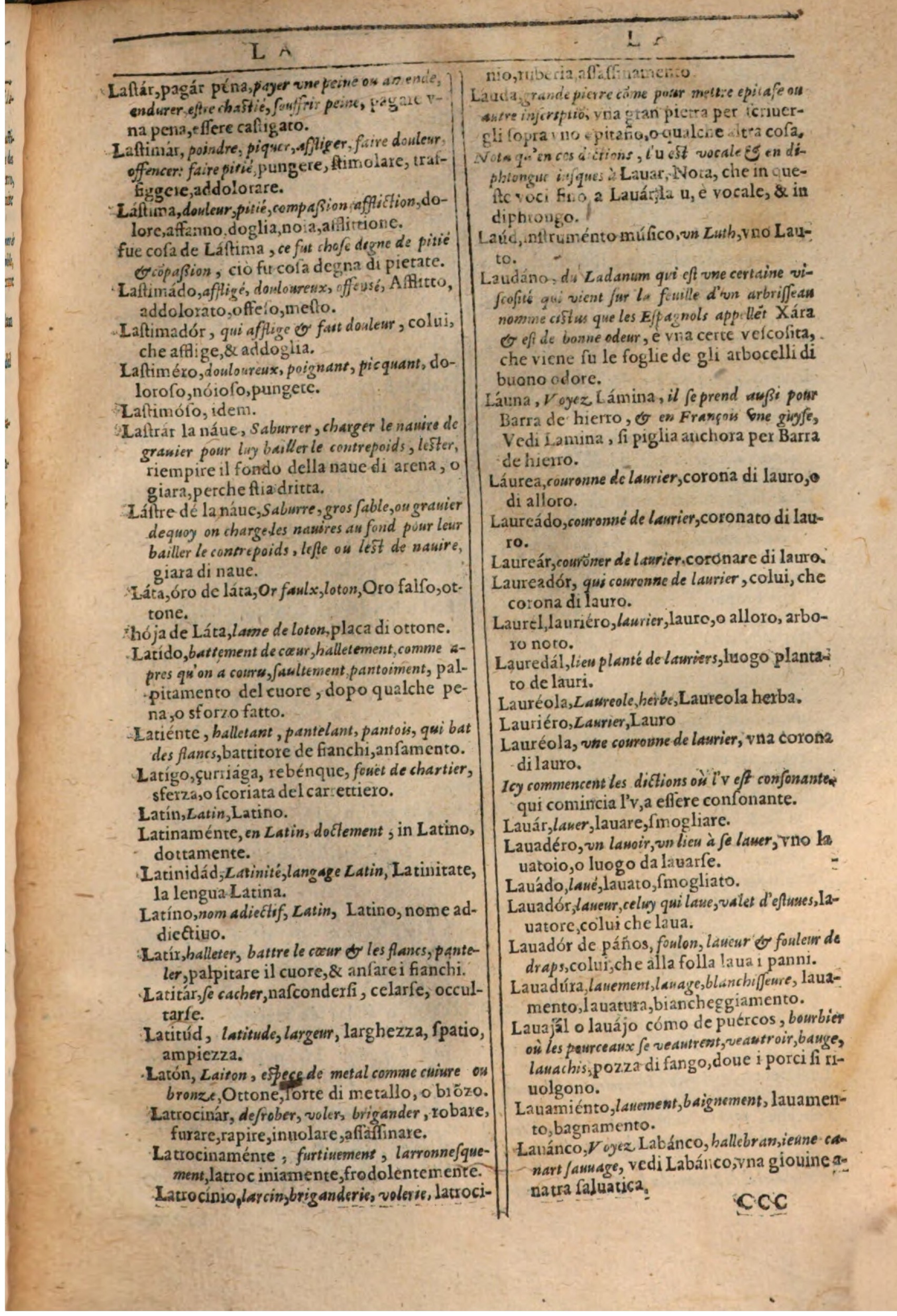 1609 - Philippe Albert et Alexandre Pernet - Trésor des trois langues française, italienne et espagnole (Première partie) - BSB Munich