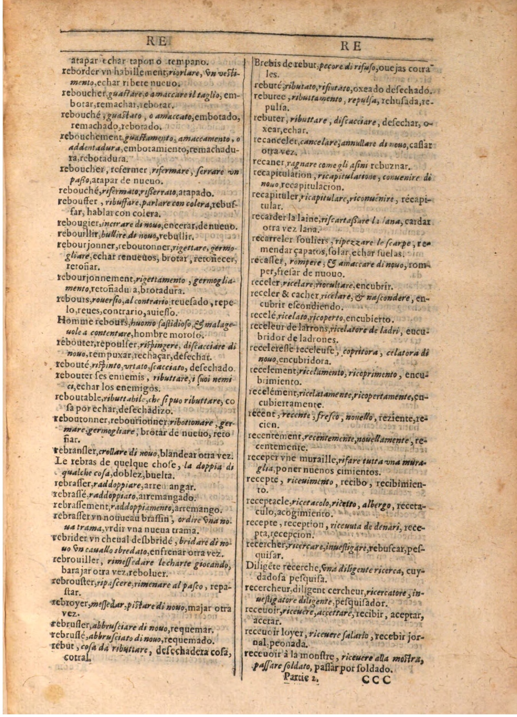 1609 - Philippe Albert et Alexandre Pernet - Trésor des trois langues française, italienne et espagnole (Seconde partie) - BSB Munich 1609 - Philippe Albert et Alexandre Pernet - Trésor des trois langues française, italienne et espagnole (Seconde partie) - BSB Munich