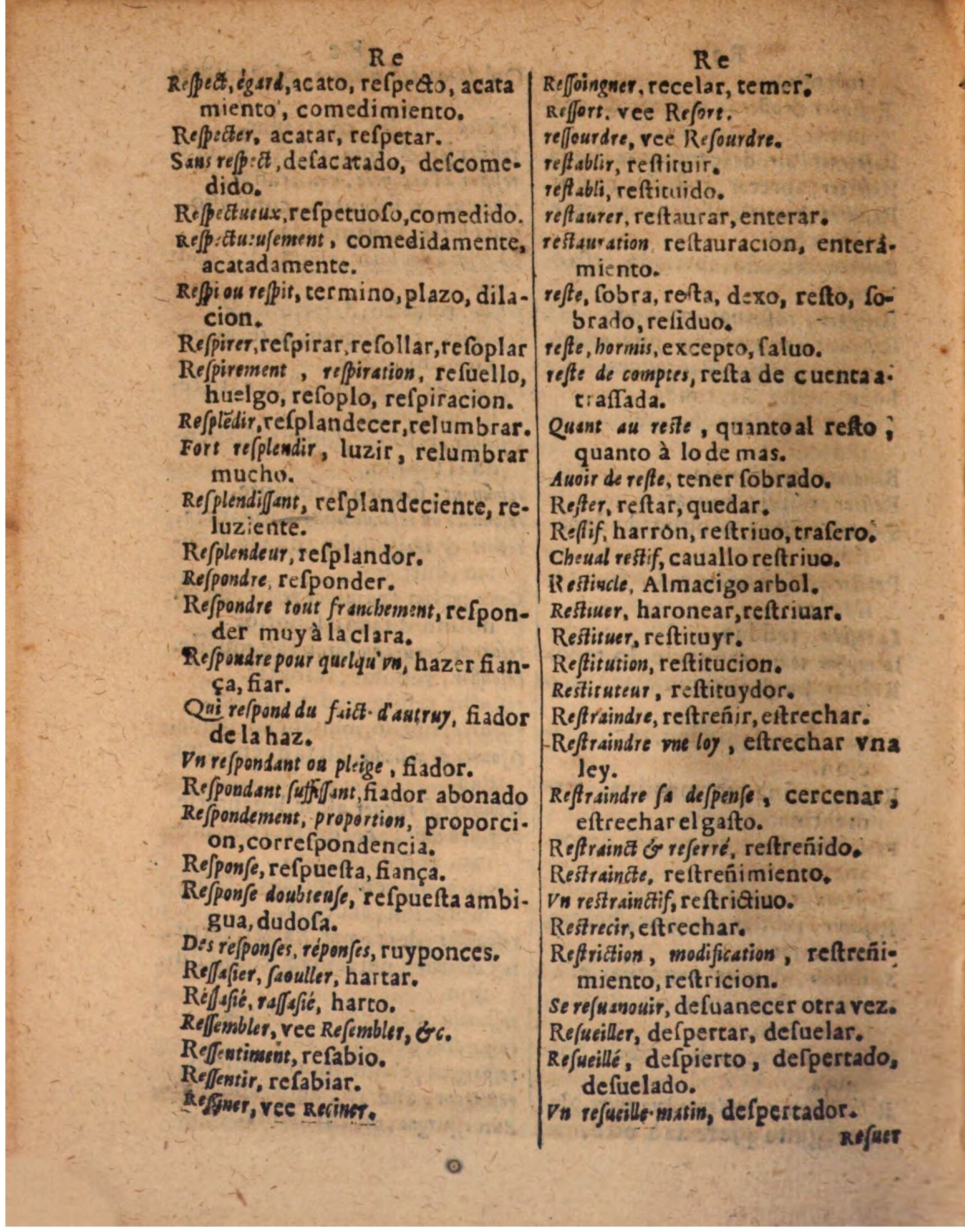 1624 - Hubert Antoine - Trésor des deux langues espagnole et française (Seconde partie) - BSB Munich