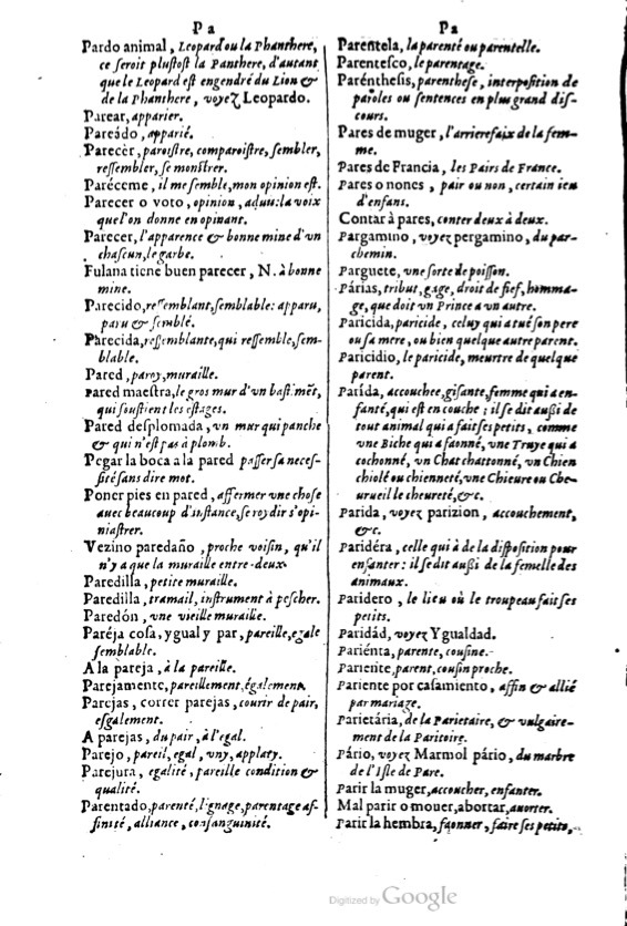 1621 - Adrian Tiffaine - Trésor des deux langues espagnole et française - BM Lyon