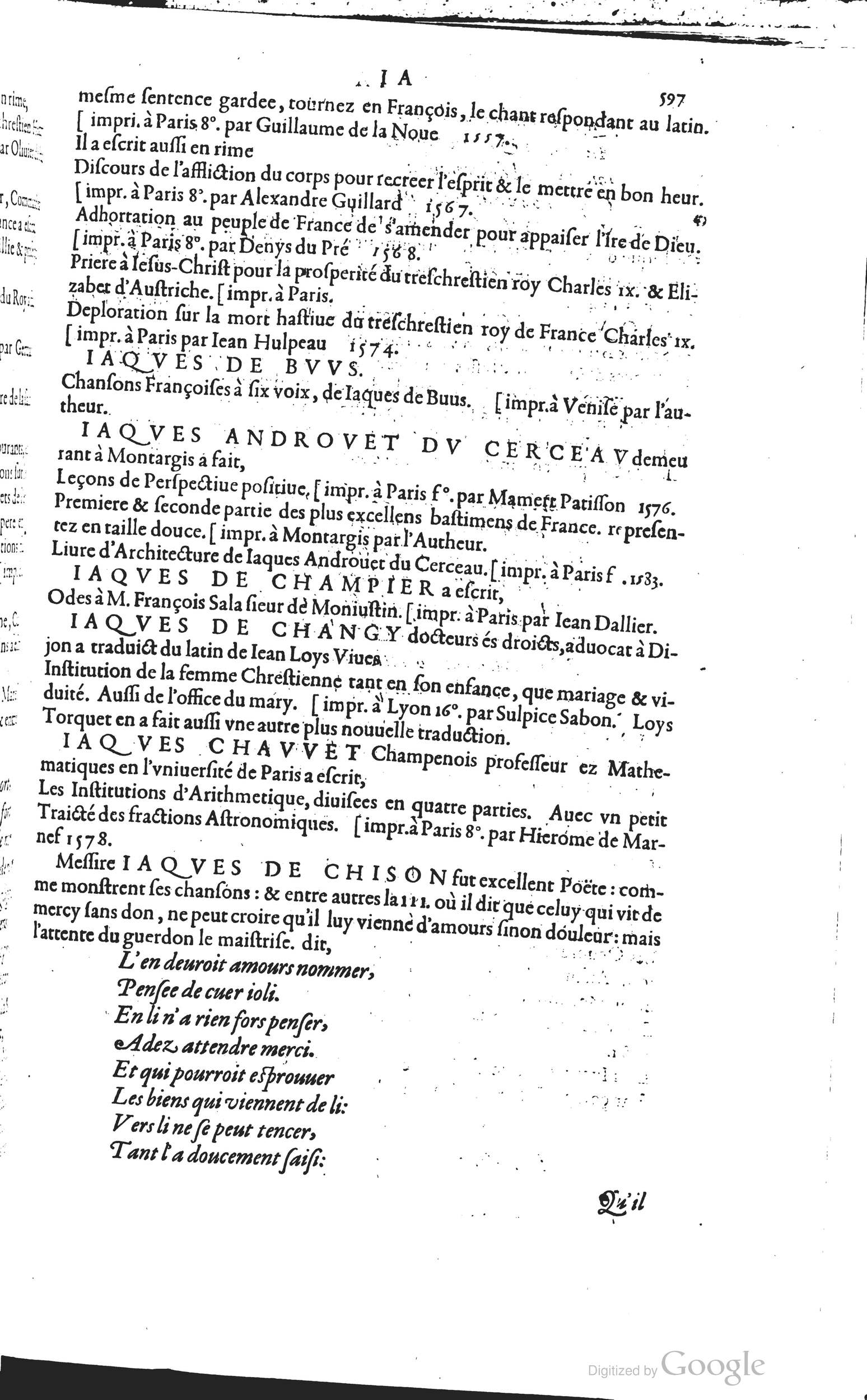 1585 - Barthélemy Honorat - Bibliothèques françaises - BSB Munich
