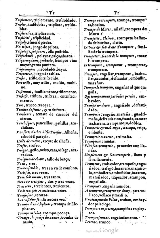 1616 - Veuve Marc Orry - Trésor des deux langues espagnole et française (Première et Seconde parties) - BM Lyon