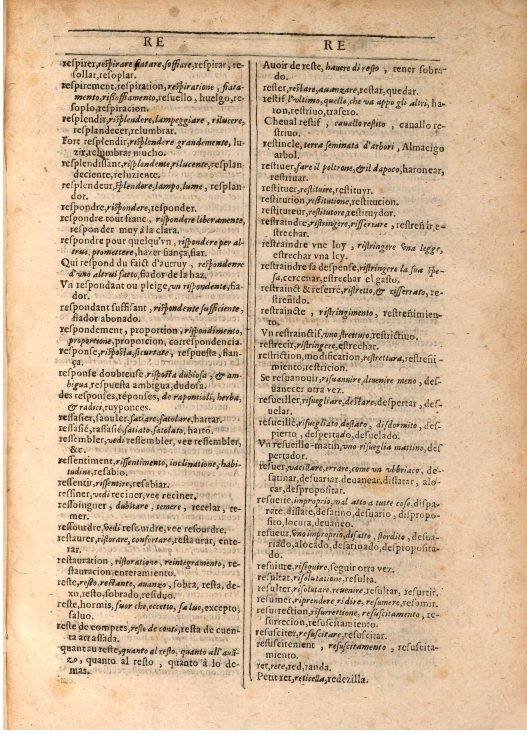 1609 - Philippe Albert et Alexandre Pernet - Trésor des trois langues française, italienne et espagnole (Seconde partie) - BSB Munich 1609 - Philippe Albert et Alexandre Pernet - Trésor des trois langues française, italienne et espagnole (Seconde partie) - BSB Munich