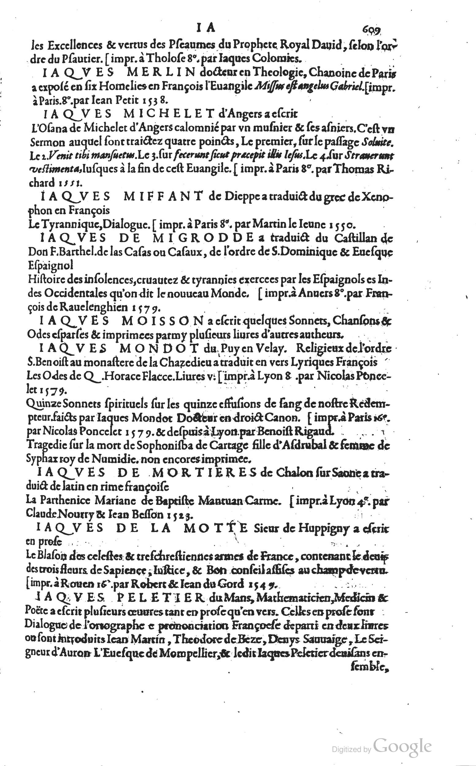 1585 - Barthélemy Honorat - Bibliothèques françaises - BSB Munich