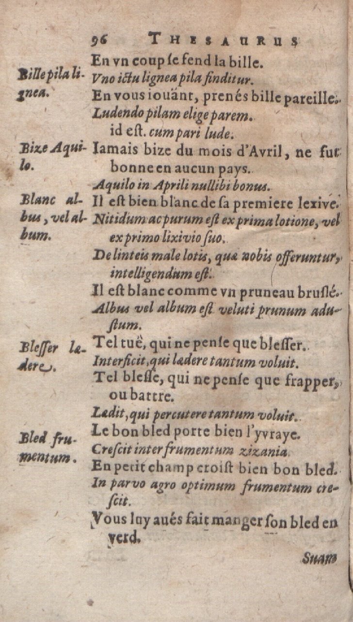1612 - Dominicus Custos - Trésor des proverbes français  - Bibliopol-Olomuc