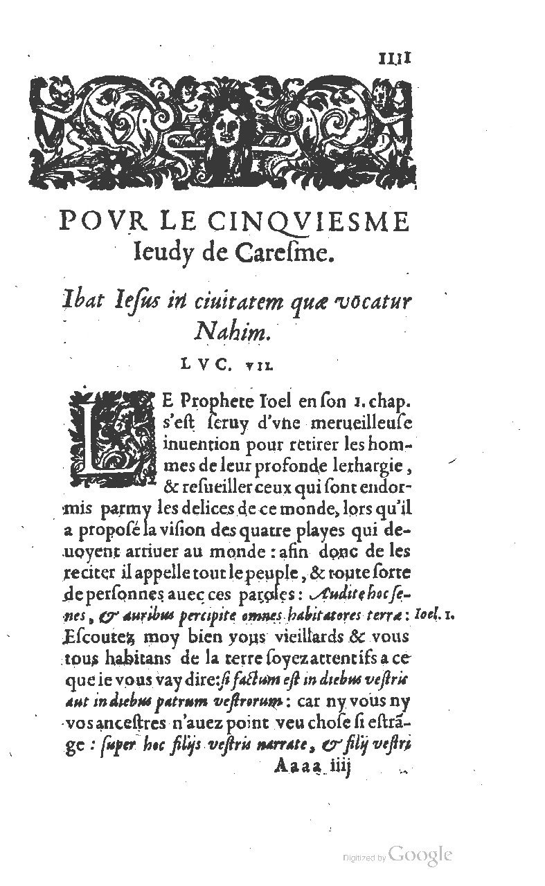 1607 - Nicolas Du Fossé - Trésor quadragésimal - T 01 - BM Lyon