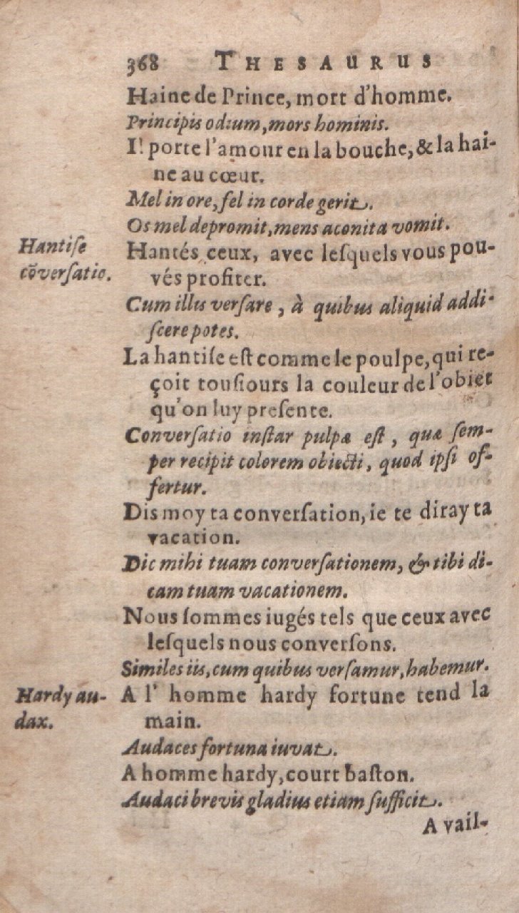 1612 - Dominicus Custos - Trésor des proverbes français  - Bibliopol-Olomuc
