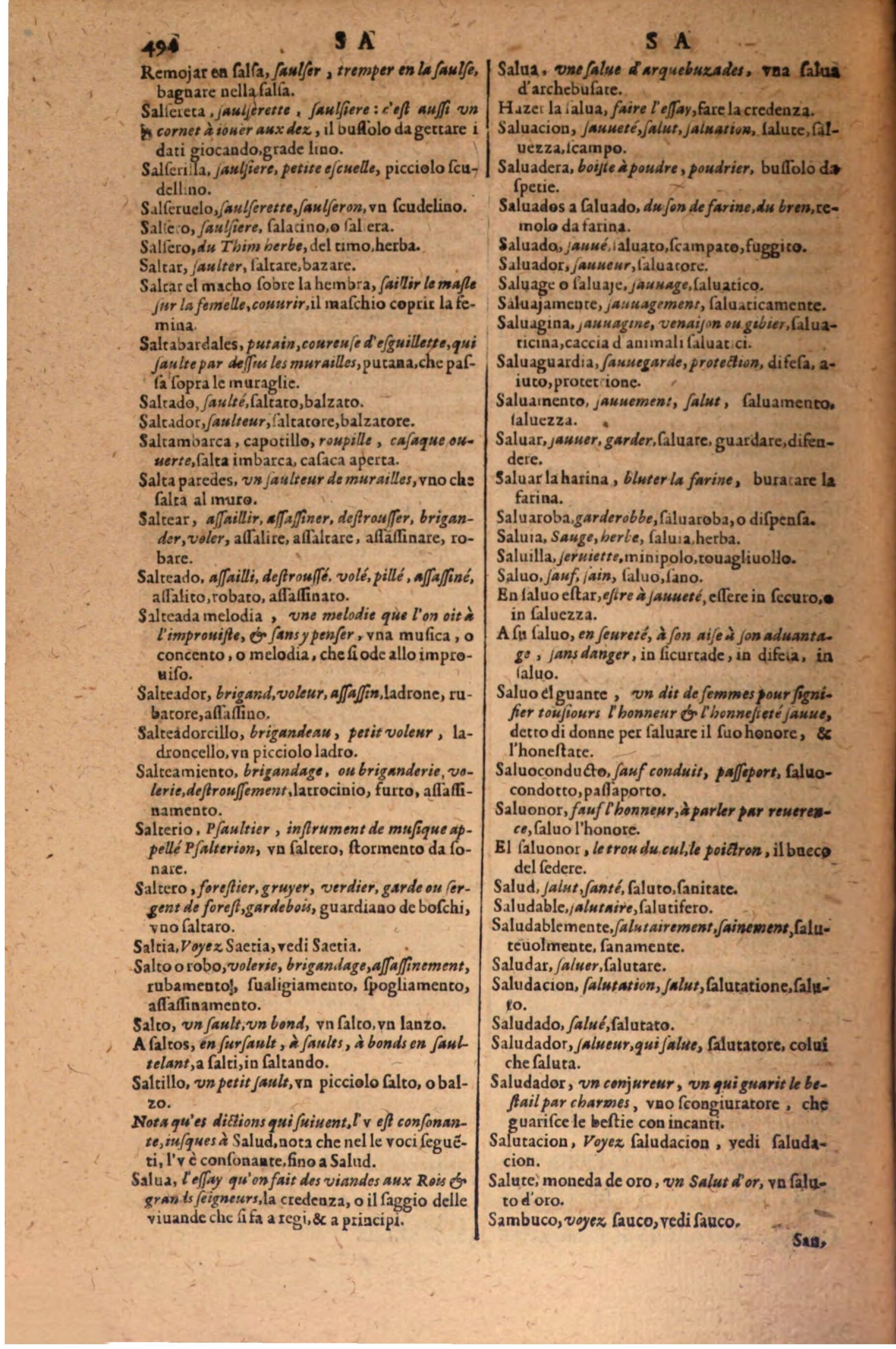 1606 - Samuel Crespin - Thresor des trois langues, francoise, italiene et espagnolle - BSB Munich