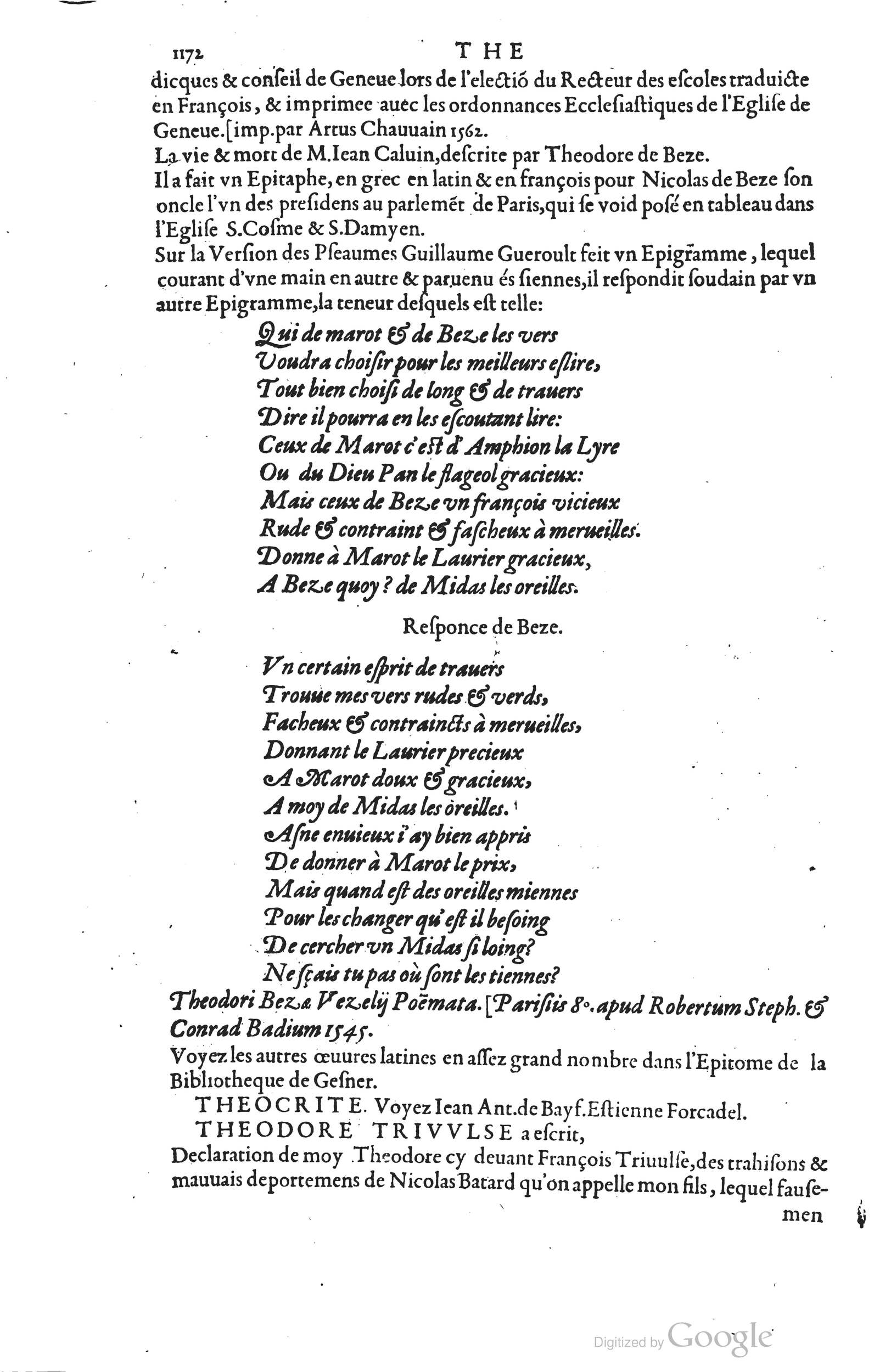 1585 - Barthélemy Honorat - Bibliothèques françaises - BSB Munich