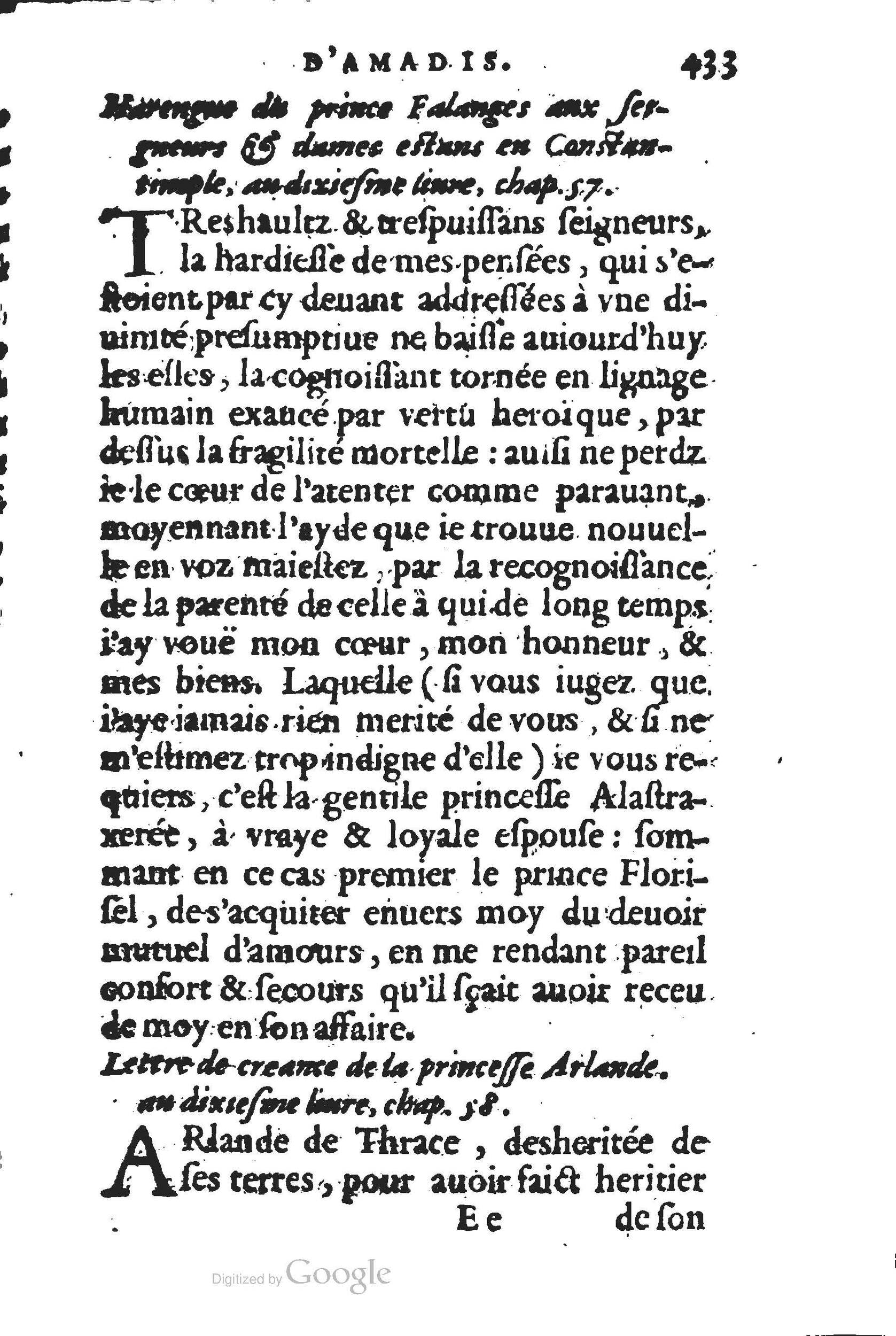 1560 - Jean d’Ogerolles et Gabriel Cotier Lyon - Trésor des Amadis - BSB Munich