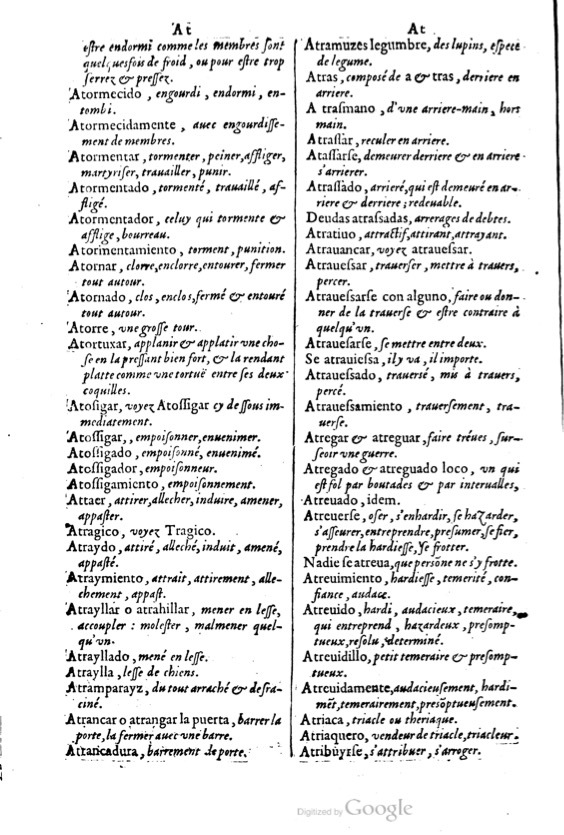 1621 - Adrian Tiffaine - Trésor des deux langues espagnole et française - BM Lyon