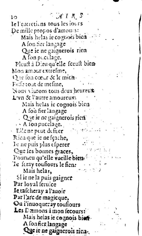 1606 - Théodore Reinsart - Trésor des chansons amoureuses recueillies des plus excellents airs de cour - Livre I - NK ČR Prague