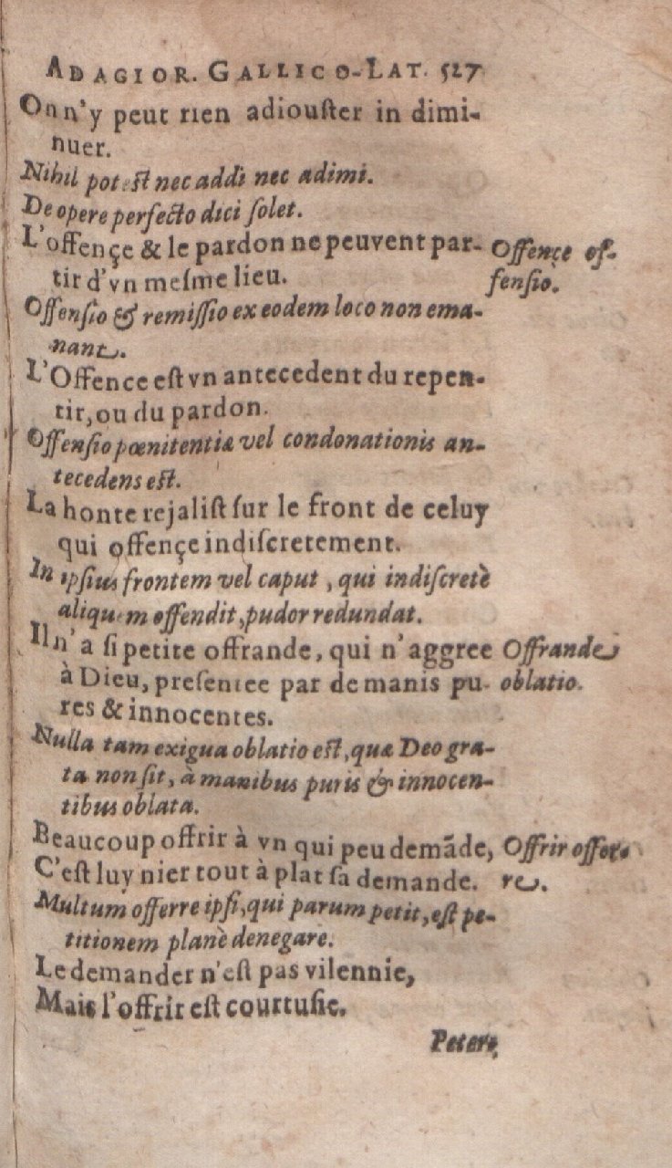1612 - Dominicus Custos - Trésor des proverbes français  - Bibliopol-Olomuc