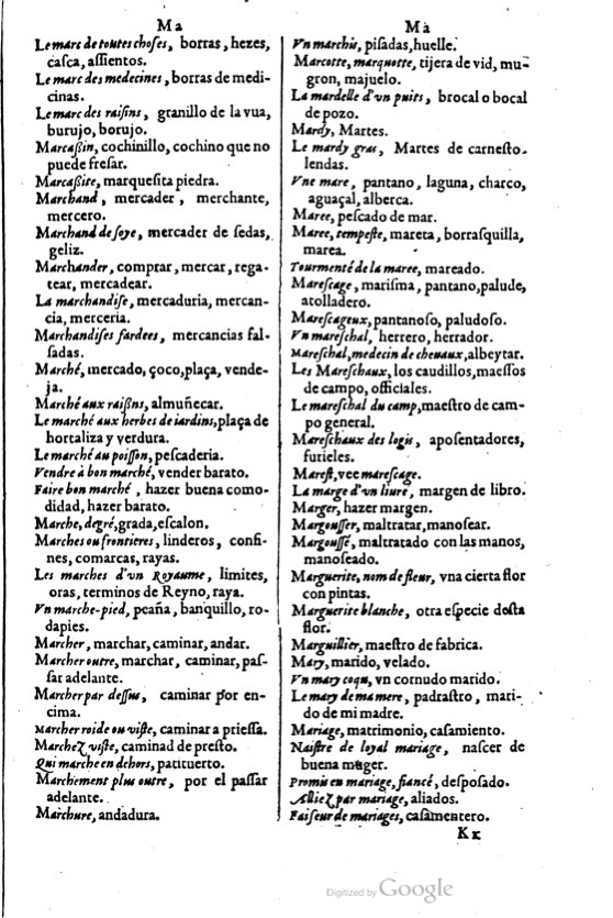 1621 - Adrian Tiffaine - Trésor des deux langues espagnole et française - BM Lyon