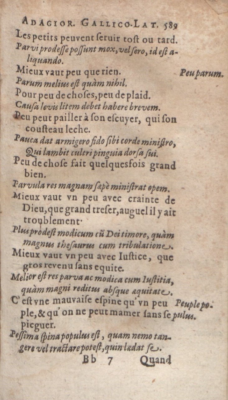 1612 - Dominicus Custos - Trésor des proverbes français - Bibliopol-Olomuc 1612 - Dominicus Custos - Trésor des proverbes français - Bibliopol-Olomuc