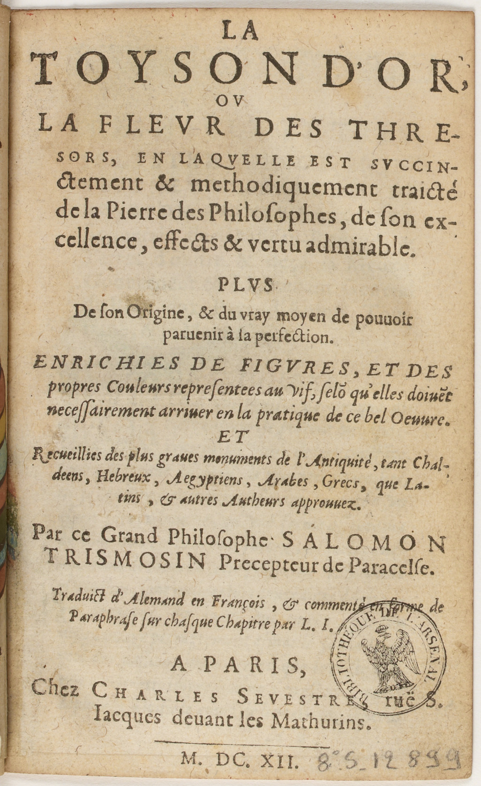 1612 - Charles Sevestre - Toison d’or ou la fleur des Trésors - BnF